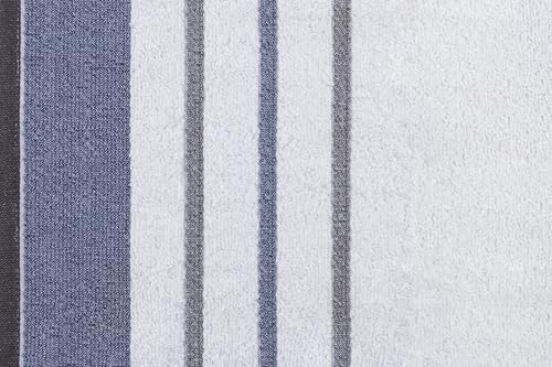 Image of Casa Copenhagen - Egyptian Cotton White Bay 1 Pcs Large Bath Towel (75 X 150cm) Colour : Blue /Dark Grey