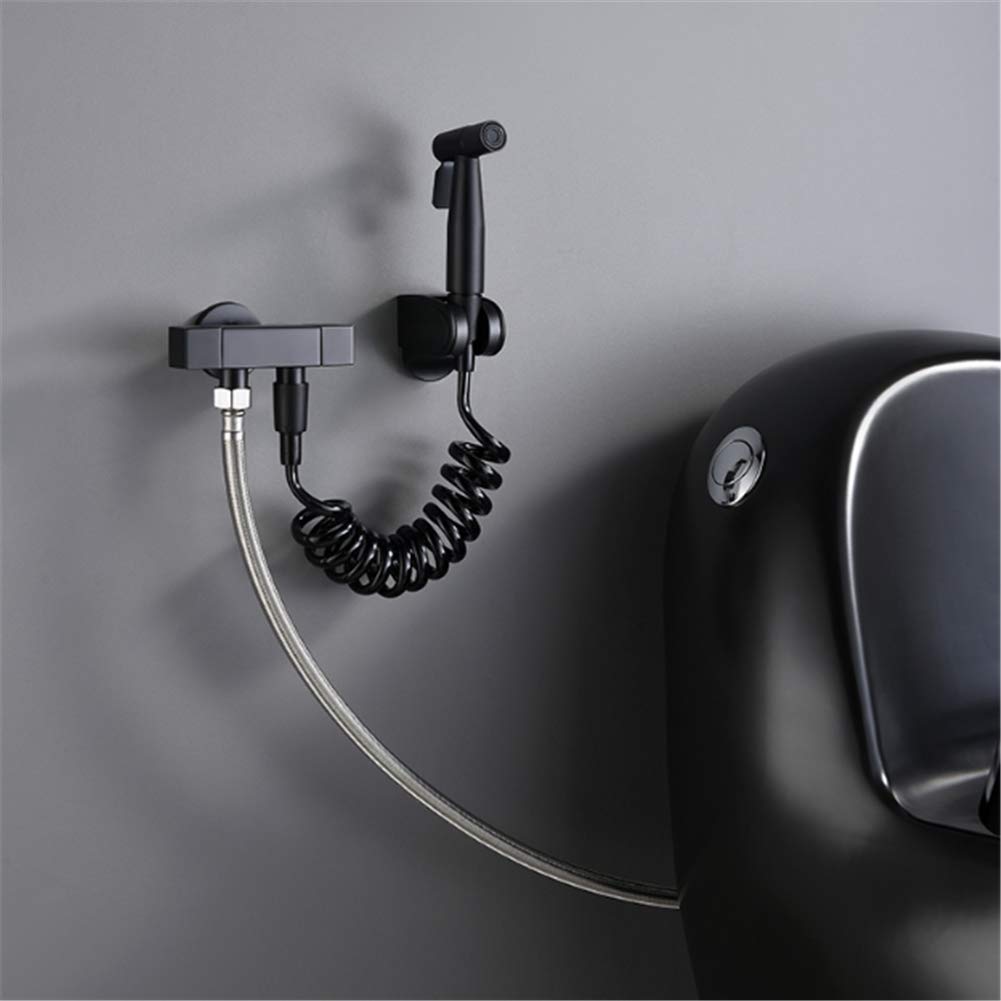 QWJUN Black Bidet Sprayer Set, Multifunctional Cleaning Spray Gun Toilet Hygienic Shower Faucet Set Hand Toilet Spray Gun Shower Bidet Set,double water