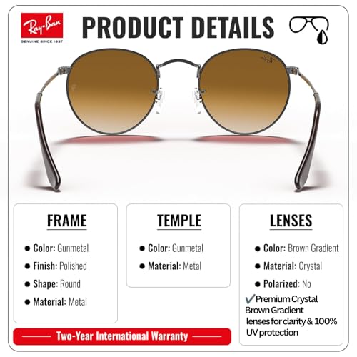 Image of Ray-Ban RB3447N ROUND FLAT LENSES Round Shaped Sunglasses for Men with Official RAYBAN Eyewear Kit