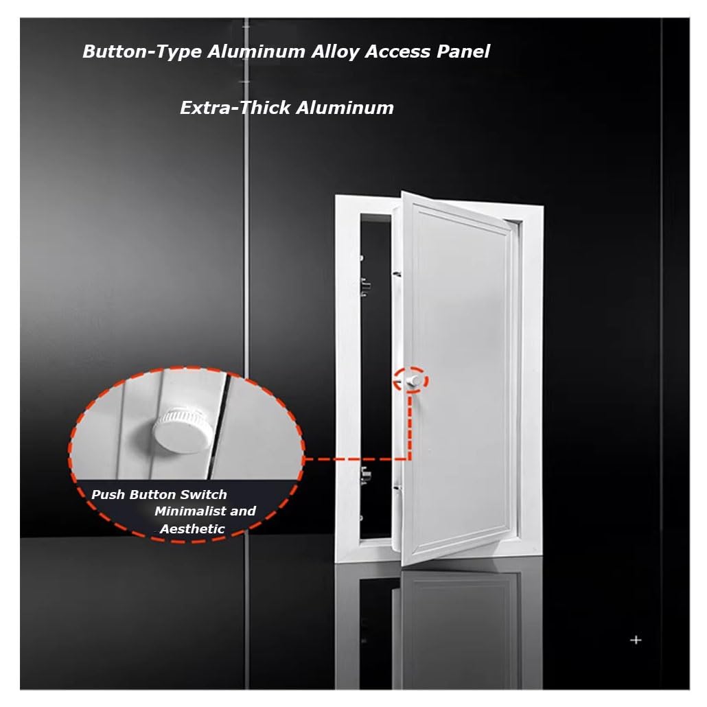 Ściana, sufit, poddasze, panel drzwiowy do płyt kartonowo-gipsowych, ze stopu aluminium, osłona otworu, płyta wciskana, aby otworzyć, do usług hydraulicznych, łazienkowych (45 x 55 cm)