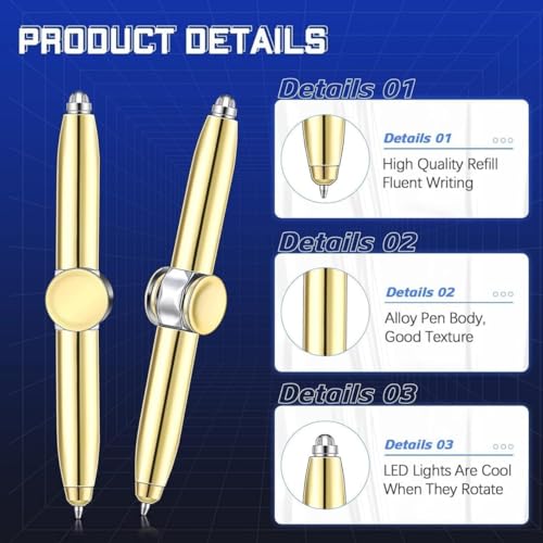 Image of Spinning Rotatable Finger - Non-Slip Coated Spinning Pen Mod with Weighted for Gaming Student Gift Pen for Business (Yellow, 1 Pcs)