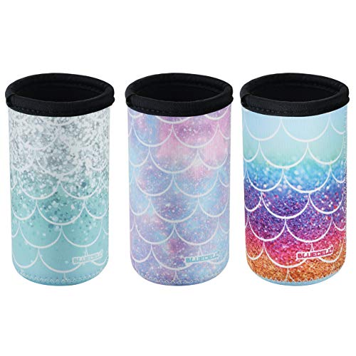 Bluecell Pack of 3 Neoprene Insulators Fish Scale Pattern Beer Can Sleeves for 16oz Drink Beer Cans (Fish-Scale Pattern(3pcs), 16 oz)