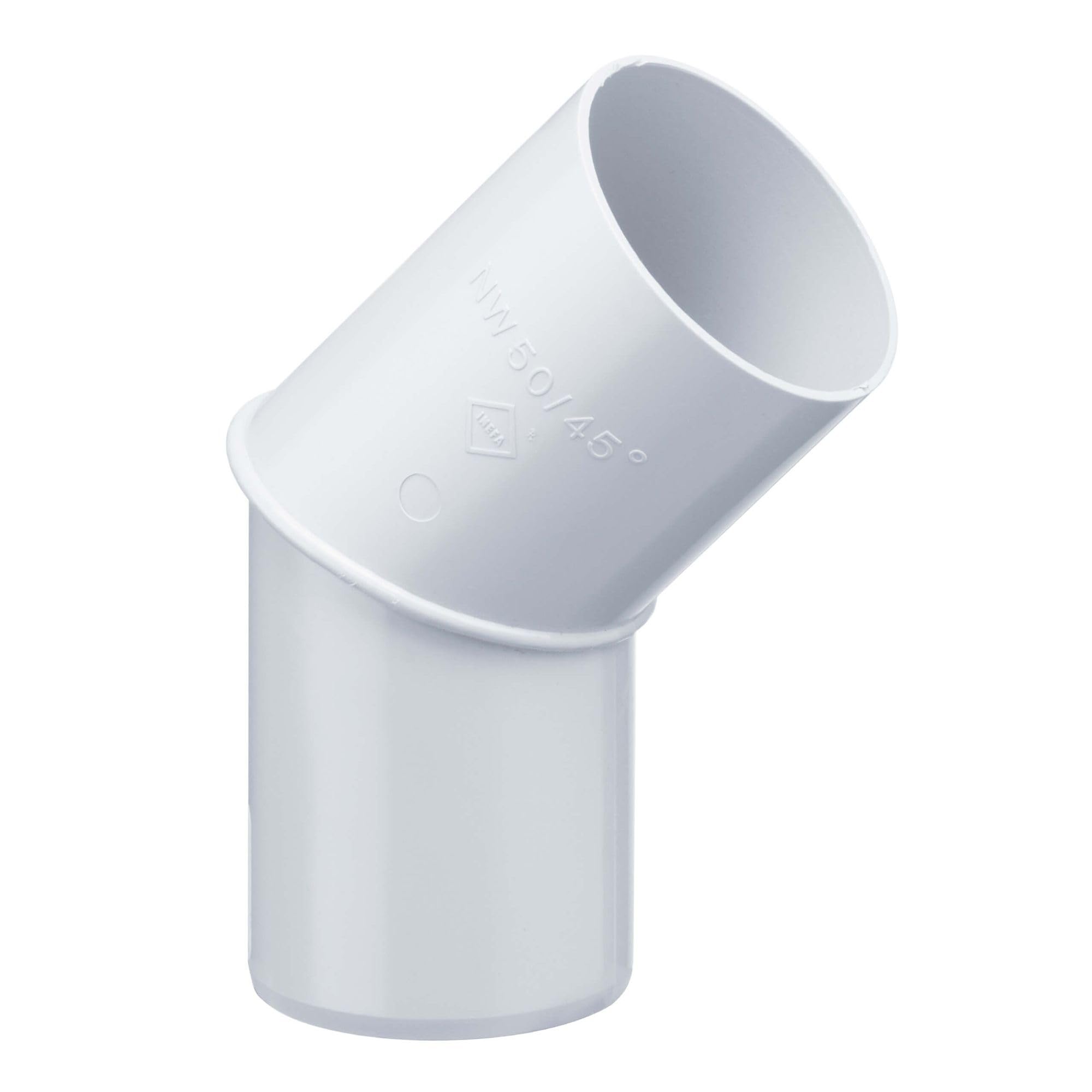 INEFA Rainwater Pipe Bend 45 Degrees for downpipe, PVC 75mm White Connecting piece Gutter Accessory, Simple Push-fit Installation, Made in Germany