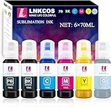 LNKCOS Compatible Sublimation Ink for ET-8550 ET-8500 Printers (Photo Black, Black, Magenta, Yellow and Cyan, 6-Pack)