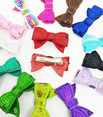 PET SHOW 10 Pairs Bowknot Small Dogs Hair Bows with Alligator Clips Glitter Pet Medium Dog Puppies Cats Topknot Headdress Grooming Hair Accessories Party Costumes