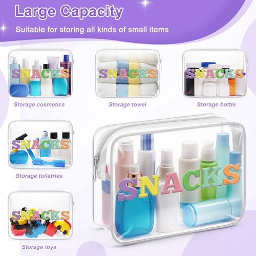 Sazuwu Makeup Bag Transparent Make up Travel Bag Organizer Clear Cosmetic Bags with Zipper Letter Makeup Bags for Women Toiletry Bags for Traveling Portable Pouch Bag Clear PVC Toiletry Bag4