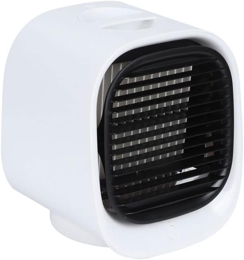 Mini Cooling Fan Humidification Air Conditioning Fan USB Air Cooler with 7 Color Night Light Ventilador (Color : Pink) (White)