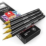 Arteza Real Brush Pens, A157 Chamomile, Pack of 4, Watercolor Pens with Nylon Brush Tips, Art Supplies for Dry-Brush Painting, Sketching, Coloring & Calligraphy
