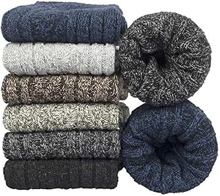 6pcs Men's Socks Merino Wool Winter Thermal Soft Classic Thick Business Chunky Breathable Premium Hiking Socks Sweat-wicking Lightweight Wool Socks Gift for Men Women (Multicoloured 6) UK 6-12