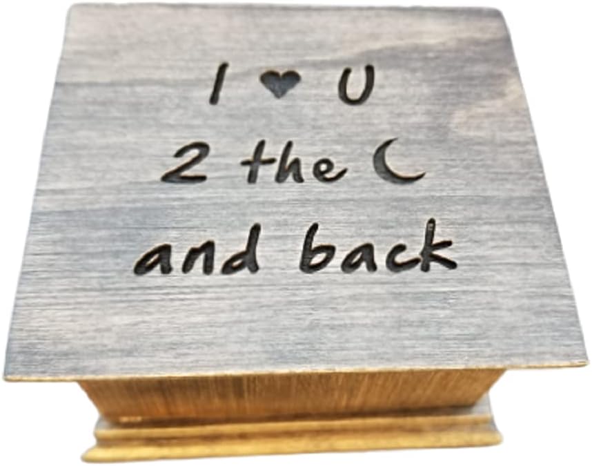 Music box with I love you to the moon and back engraved on the top, with your choice of color and song, great Christmas gift