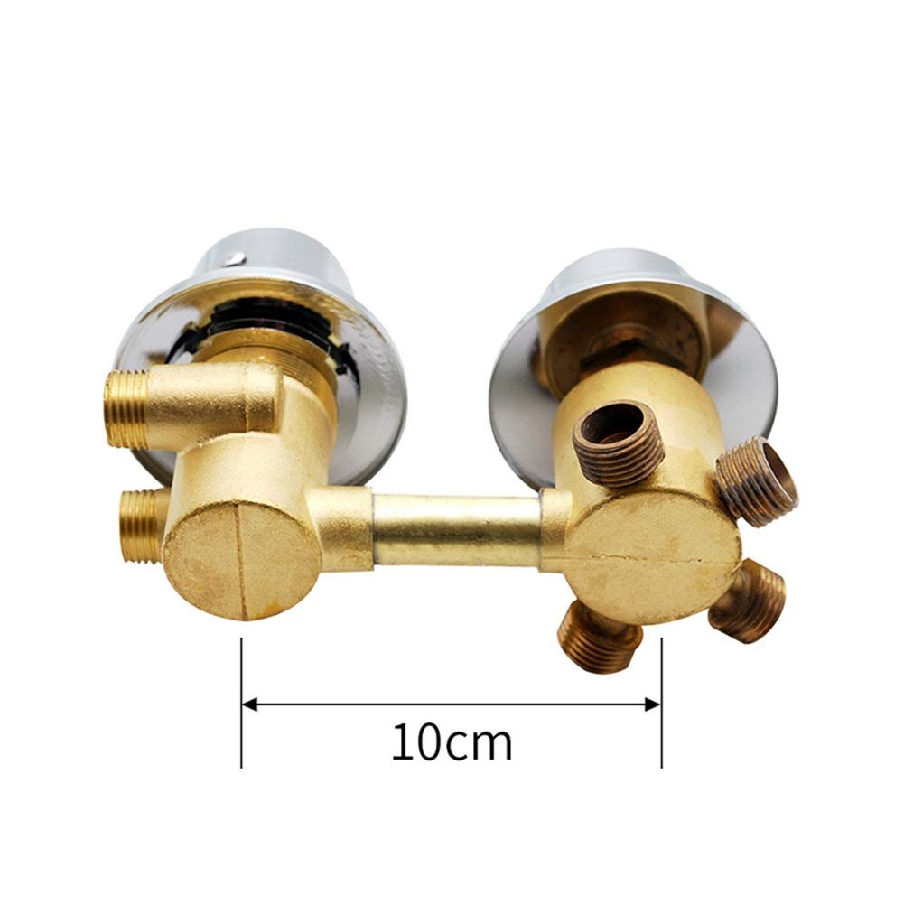 Grifo Ducha Termostatico, grifo de agua fría y caliente de rosca de 2/3/4 vías, válvula de desvío expuesta doble para baño, grifo de termostatico de latón montado en la pared ( Size : 4 out 10cm )