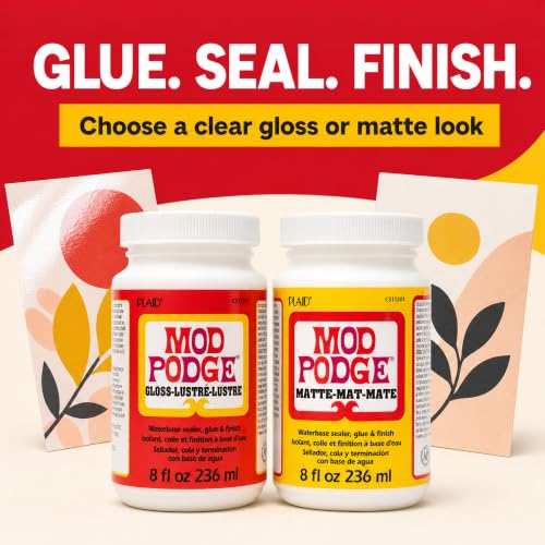 Image of Mod Podge Bundle, 8 Ounce Gloss and Matte Medium Waterproof Sealer, Pixiss Accessory Kit with Foam Brushes, Gloves, Glue Spreaders and More 8oz