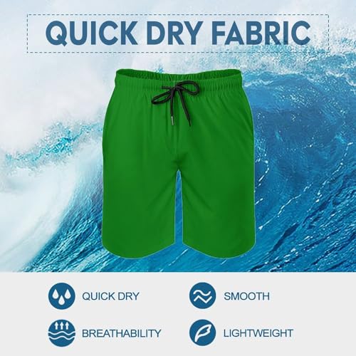 Hawaiian Shorts for Men - Dark-Green Print Quick Dry Mens Swim Trunks Bathing Suits with Mesh Lining3