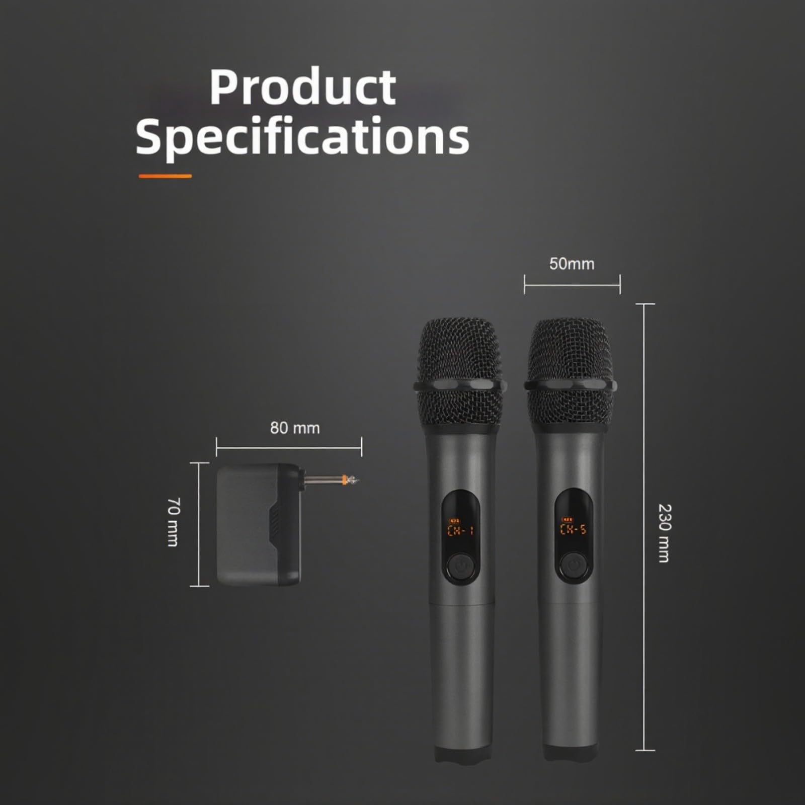 Microfono wireless a doppio canale, microfoni portatili UHF da 2,4 GHz con riduzione del rumore, ricevitore da 6,35 mm per karaoke, chiesa, eventi, nero