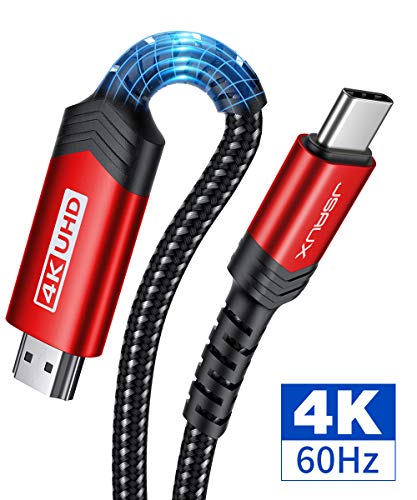 USB C to HDMI Cable[10ft], JSAUX (4K 60HZ)Type C to HDMI Cord