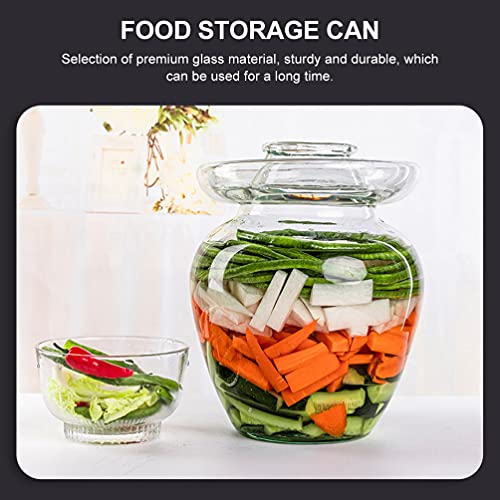 Hemoton Glass Pickle Jar Extra-Large Glass Fermenting Jar Brewing Wine Jar Chinese Crystal Fermenting Crock With Water Seal Airlock Lid For Pickling Kimchi Sauerkraut (5L/5.3Qt) #TOP4