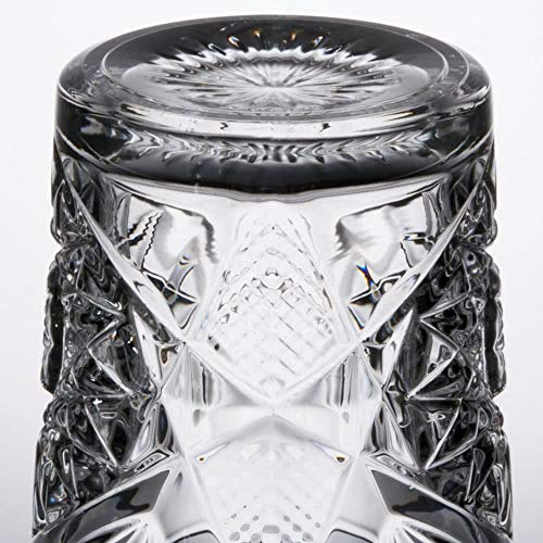 Hobstar Double Old Fashioned Glasses 12Oz / 340Ml - Set Of 4 - Vintage Cut Glass Whisky Tumblers By Libbey #TOP5