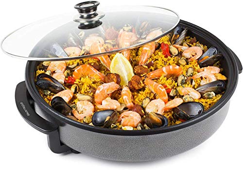 Andrew James Electric Frying Pan Non-Stick Multi Cooker Skillet 42cm 1500W, Glass Lid, Large Multi-Function Electric Pan, Electric Wok, Portable Camping Cooker, Energy Efficient Adjustable Temperature - Image 2