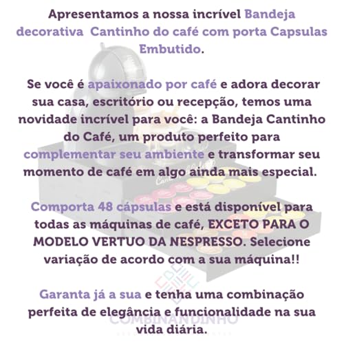 Suporte porta capsula bandeja cantinho do café com 2 gavetas comporta 48 capsulas apoio cafeteira xí