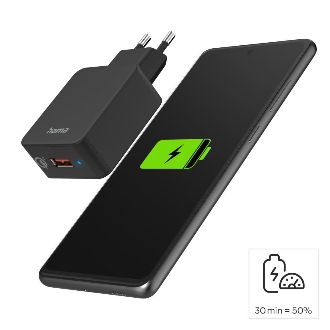 Hama ładowarka sieciowa Quick Charge USB A 19,5W (szybka, do ładowania telefonu, kostka, uniwersalna, charging adapter) czarna