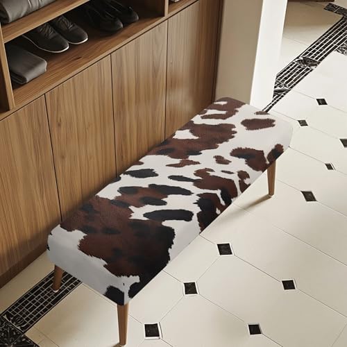 Rerteryuro Bench Seat Cover Washable End of Bed Bench Cushion Cover Cow Stripe Removable Protector Covers for Dining Room, Living Room, Kitchen