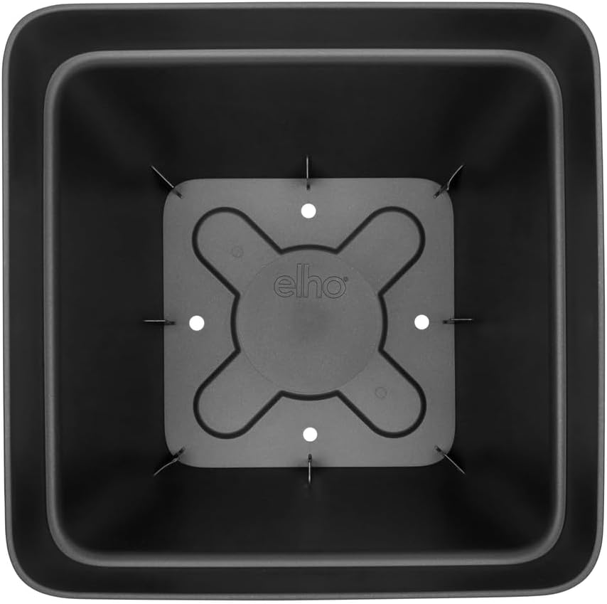 Elho Vibia Campana Square 36 - Flower Pot - Anthracite - Outdoor - Ø 36.424 x H 35.628 - Made with Recycled Materials