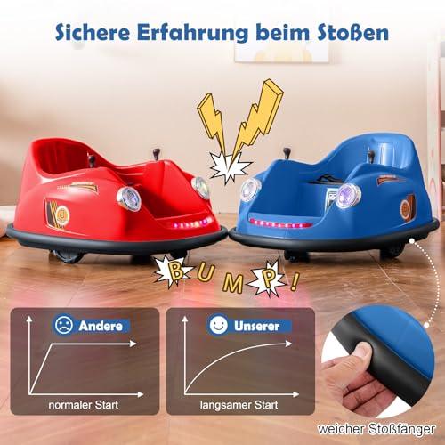 COSTWAY 12V Autoscooter Kinder, Elektro Bumper Car mit Fernsteuerung & LED-Lichtern & Musik, Kinderauto 360-Grad Drehung, für Kinder von 2–5 Jahren (Blau) – Bild 5