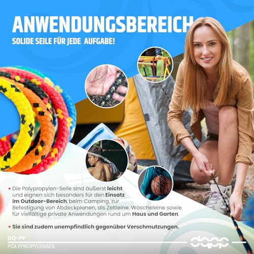 30m POLYPROPYLENSEIL 14mm ORANGE Traglast bis 1640 kg Flechtleine Textilseil Leine Schnur Rope Kunststoffseil Polyseil geflochten