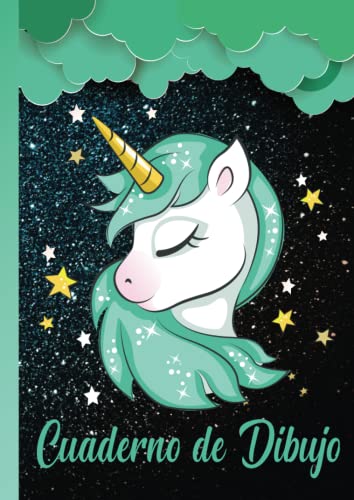 Cuaderno de dibujo: Libreta A4 unicornio para niñas 110 páginas en Blancas - Libreta escolar para dibujar, pintar y colorear