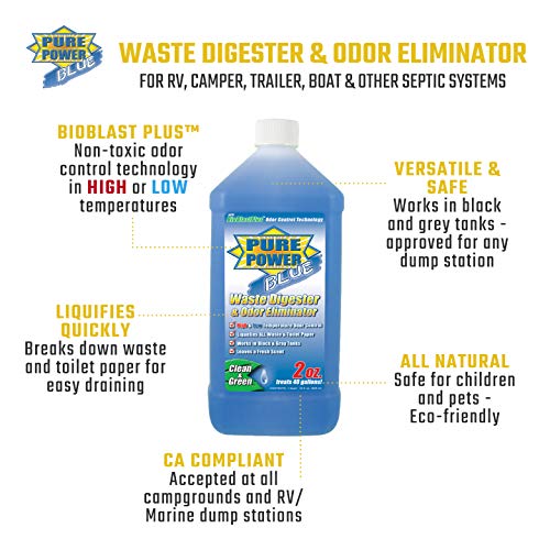 Image of Valterra V23002 Pure Power Blue Waste Digester and Odor Eliminator, 32 oz. Bottle (Pack of 2)