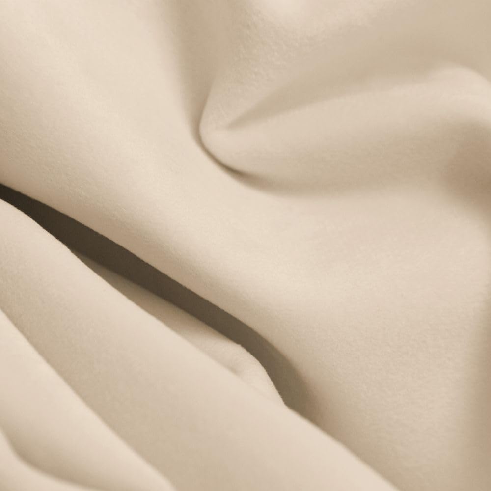MOONDREAM DecibelControl™ Rideau Anti-Bruit 3en1 | Isolation Phonique | Thermique Hiver+Été | Occultant | Technologie Brevetée | Fabrication UE | Velours | Galon fronceur | Beige MC15 | 130L x 260H cm