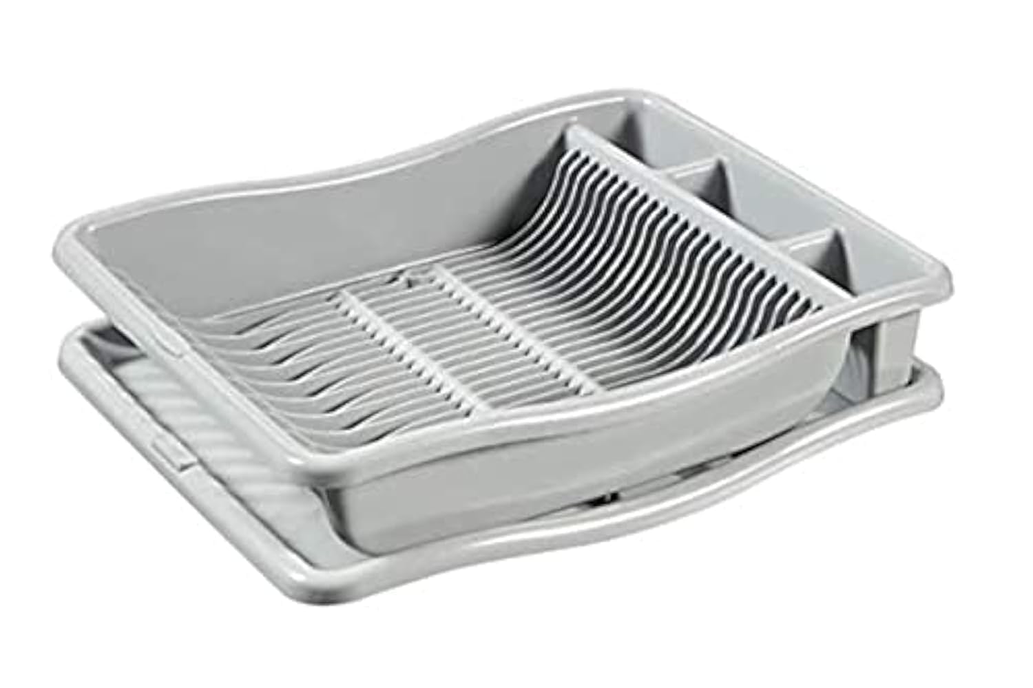 Curver 228566 Dish Drying Rack with Plastic Tray Large with 24 x 48 x 38 x 10.5 cm Grey