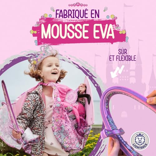 Liontouch - Épée et Bouclier de Princesse en Cristal pour Filles - 3-8 Ans | Jouet Médiéval en Mousse Rose et Argent Style Lionne | Accessoires d'Armes Sûres pour Déguisements et Costumes Royaux – vue 3