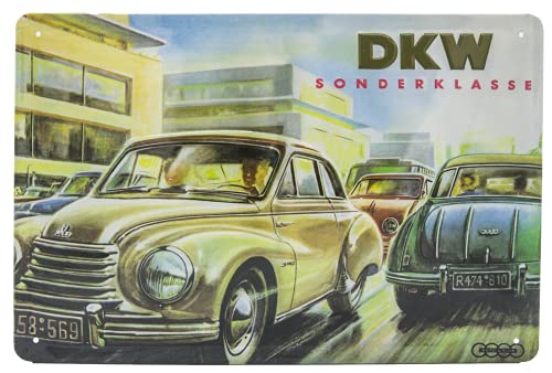 30 x 20 cm Retro Blechschild passend für DKW Autounion Fans, Deko Werkstatt, Garagen, Auto Schild, geprägtes Stahlblech