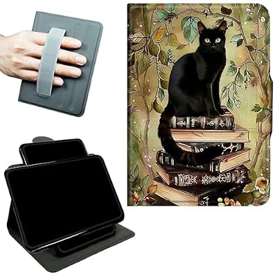 RWUTYTIUL Rotating Handle Case for iPad Pro 13 Inch M5 2025/M4 2024, 360 Degree Swivel Kickstand with Magnetic Closure, Shockproof Leather Protective Cover for Women Men, Book Cat