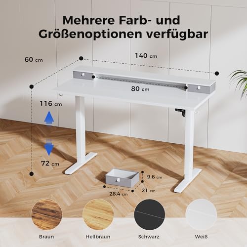 Agilestic Höhenverstellbarer Schreibtisch mit 2 Schubladen – Ansicht 5