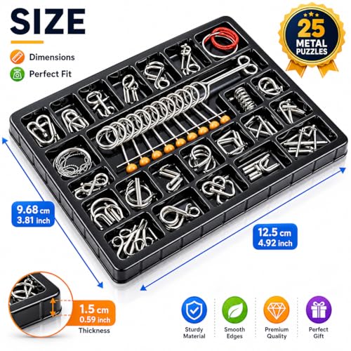 Image of Magicwand Stainless Steel 25 Pcs Metallic Intellectual Puzzles for All Age Groups【Pack of 1】