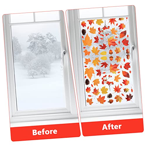 Fenêtre statique stickers décalque de feuille d'érable en PVC repositionnable et lavable - 8