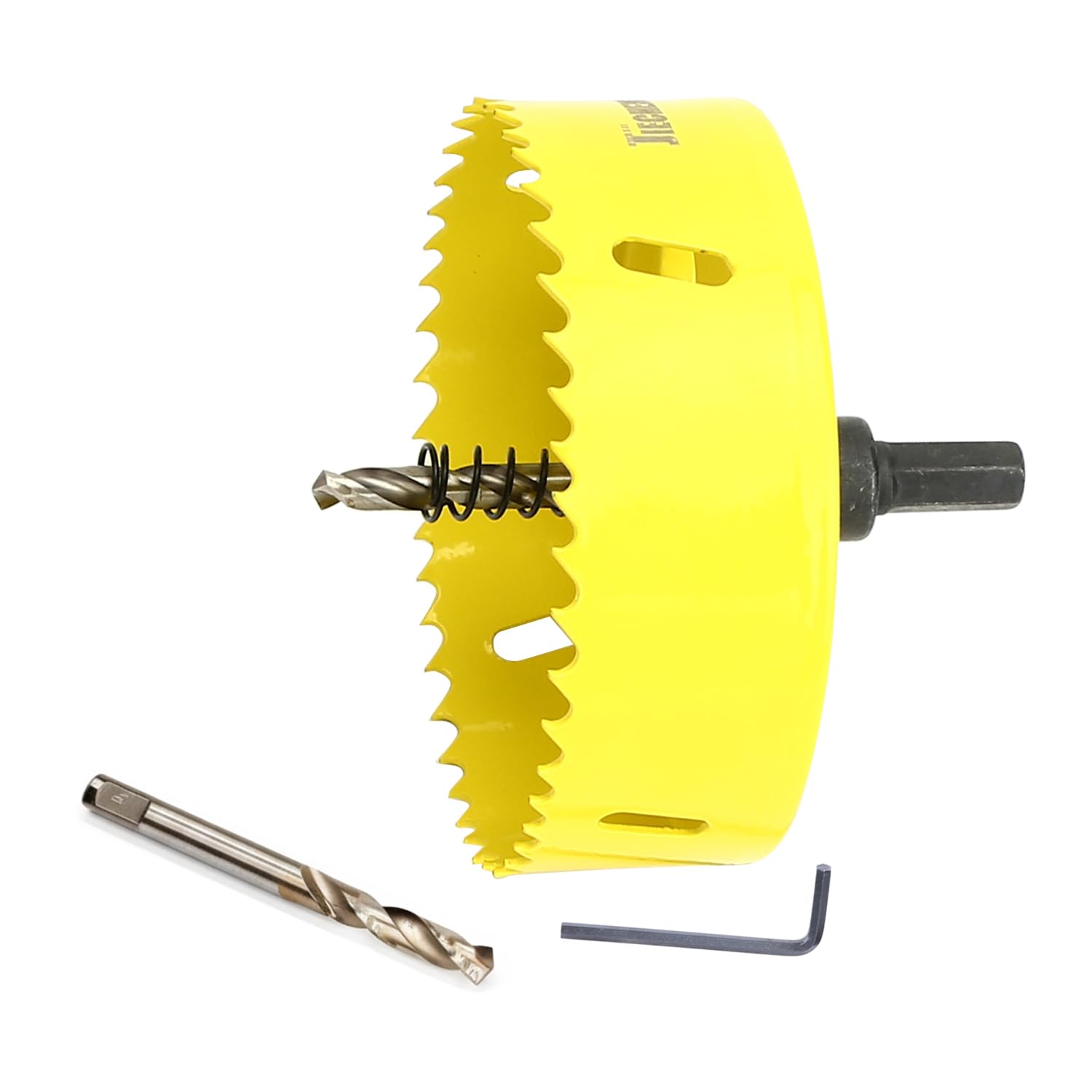 JIECHENG 4-1/4 Inch Bi-Metal Hole Saw, 4.25" Hole Cutter with 3/8" Hex Shank Arbor, Sharp HSS Drill for Wood, Plastic, Drywall, Plywood and Thin Metal