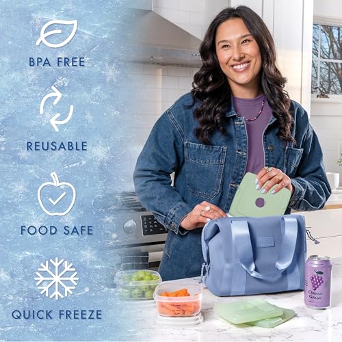 Image of Cool Coolers by Fit & Fresh Slim Ice Packs, Quick Freeze Reusable Ice Packs for Lunch Boxes & Coolers, Long-Lasting, Space Saving Lunch Ice Packs, Sage, 4Pk