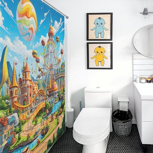 Rideau de douche imperméable parc d'attractions 168x183 cm - 3