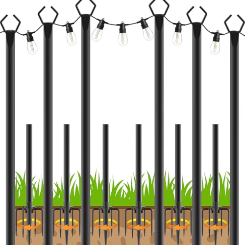 6 Pack Outdoor String Light Poles with Fork