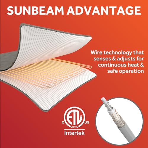 Image of Sunbeam Heated Throw Blanket Flannel Sherpa Reverse 4 Heat Dove Gray 50x60
