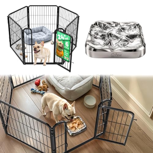 Image of FXW Homeplus Indoor Dog Playpen with Lick Mat, 24 inch H 6 Panels