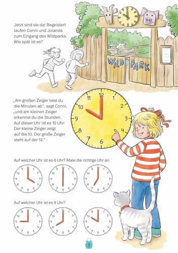 Atlanta Kinderwecker Mädchen ohne Ticken + Kinderbuch Conni Die Uhrzeit - 2127/17 BU (Rosa Conni)