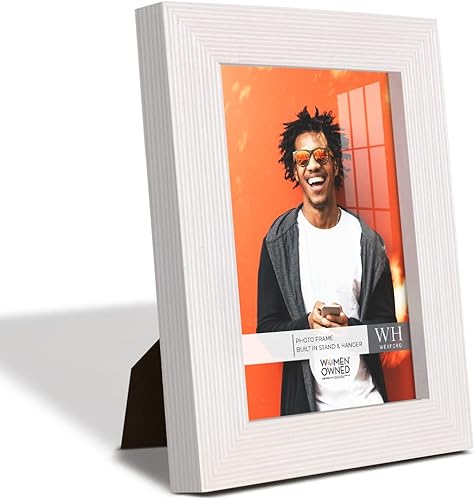 Renditions Gallery Marco de fotos de 3.5 x 5 pulgadas, diseño de madera de estilo moderno y vidrio de alta definición, listo para pared y mesa,