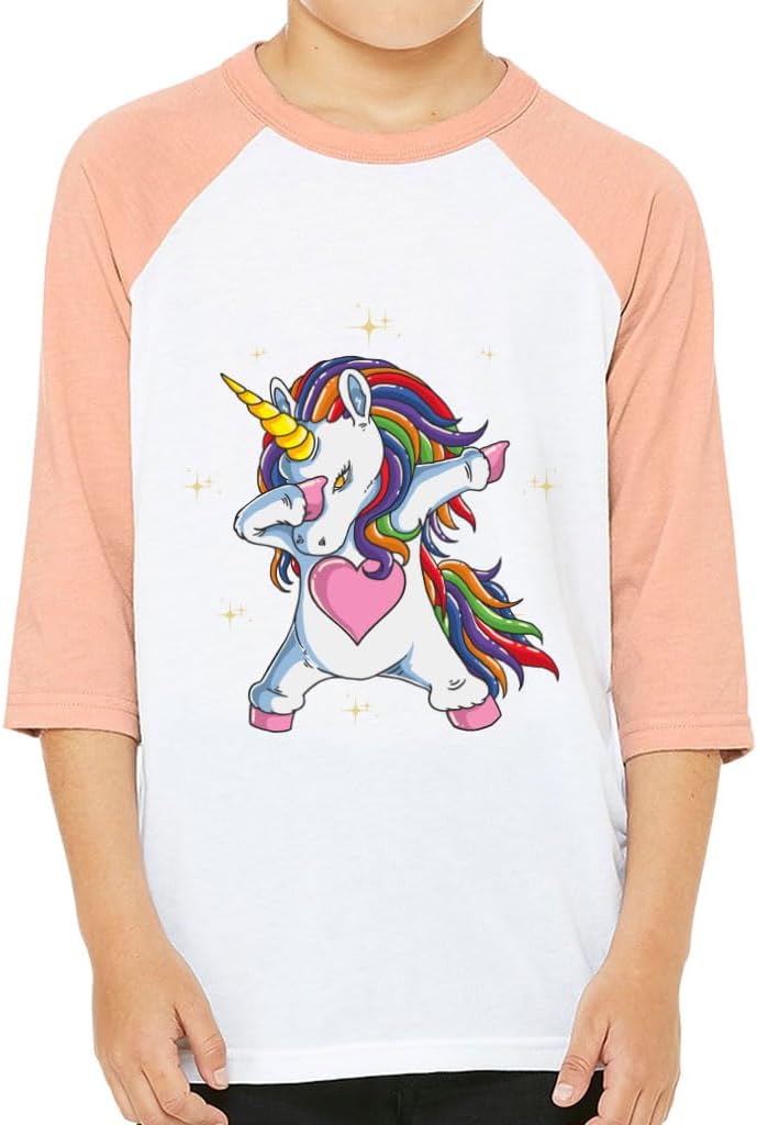 Dabbing Unicorn Kids' Baseball T-Shirt - Best Unicorn Presents - Unicorn Presents for Kids