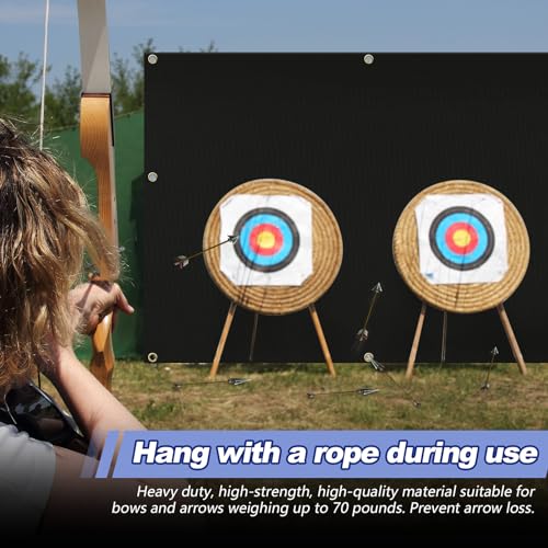 Image of Silipull Archery Backstop Netting Heavy Duty with Rope and Hooks Slingshot Archery Net for Backyard Shooting Accessories