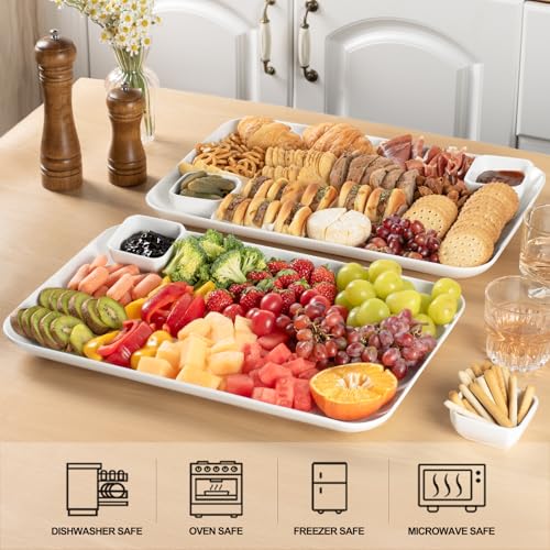 DELLING Large Serving Platter, 18" x 12.3" Serving Tray-Set of 2, White Platters for Serving Food, Serving Trays for Party, Fruit, Appetizer, Serving Trays for Entertaining at Parties and Weddings - Thumbnail 3