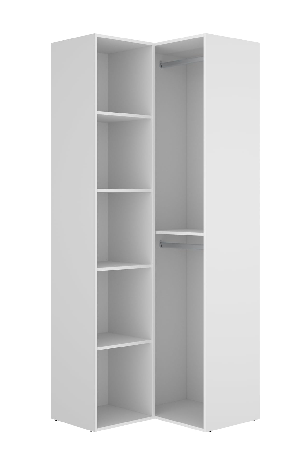 PEGANE Dressing d'angle et Fond d'arrière réversible Coloris chêne Naturel, Blanc - Longueur 84 x Profondeur 84 x Hauteur 205 cm